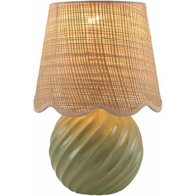 Coyahualco 13"H x 8"W x 8"D Traditional Green/Beige/Clear/Translucent Table Lamp - Boutique Rugs