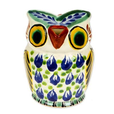 Night Bird,'Handcrafted Majolica Ceramic Owl Creamer from Mexico'