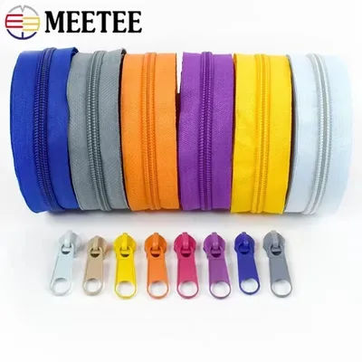 2/3/5/10M 3 5 Nylon Coil Zipper Tape With Zippers Slider For Garment Bag Colorful Decor Zip Repair Kits DIY Sewing Accessories