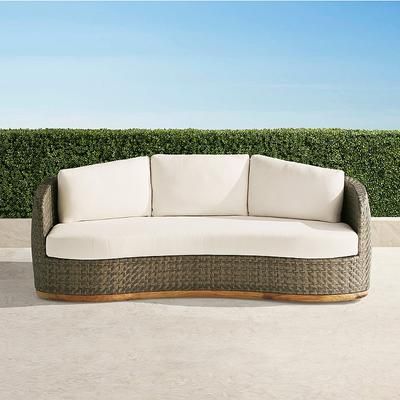 Santa Barbara Sofa with Cushions in Desert Wicker - Sunbrella Rain, Rain Cobalt - Frontgate