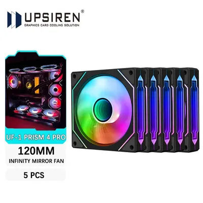 UPSIREN UF-1 PRISM 4 PRO 5PCS Computer Chassis Fan 12cm ARGB 4Pin PWM Quiet Cooling Fan 12V Large Air Volume 45.2CFM/600-1500RPM