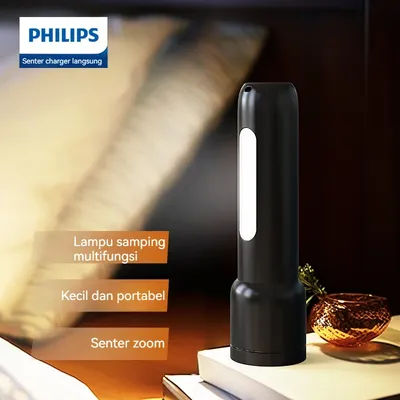 Philips-Lampe de poche n'aime aste SFL1123 avec lumière latérale, lampe de poche LED portable EDC, lampes de poche rechargeables pour le camp