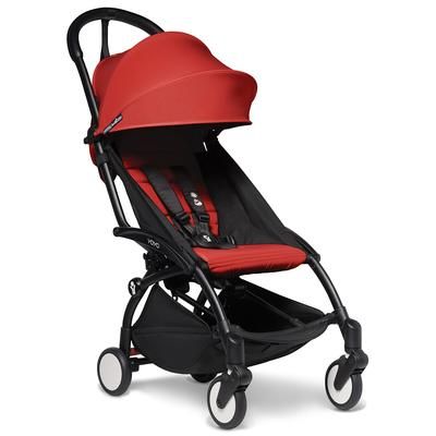 Babyzen YOYO2 Ultra Compact Complete 6+ Stroller with Bassinet & Rolling Bag Bundle - Black/Red