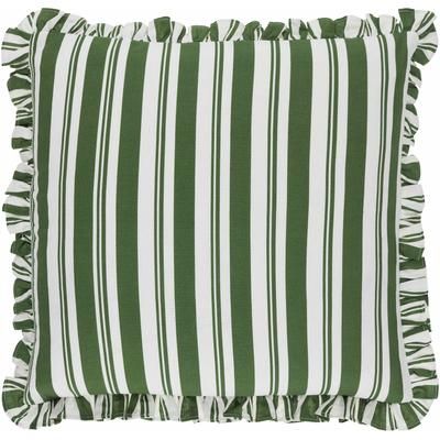 Arline 18" Square Cottage Cotton Green/Ivory Throw Pillow - Boutique Rugs