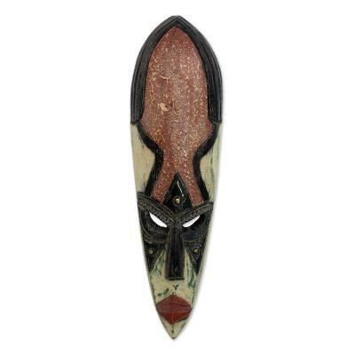 Nigerian wood mask, 'Equality in Marriage' - Nigerian Wood Mask