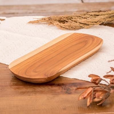 'Eco-Friendly Cheese Plate Carved from Sustainable Teak Wood'