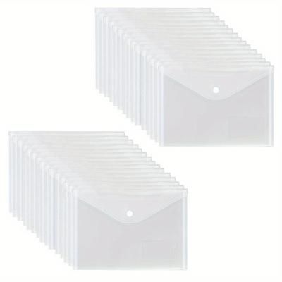 TEMU 30pack A5 Plastic Wallets Clear- Plastic Folders Popper Wallet Document Folder With Pocket