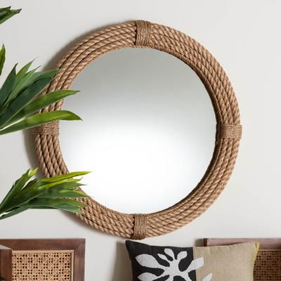Manila Bohemian Woven Rope Accent Wall Mirror by Wholesale Interiors INC in Natural (Size ONE SIZE)