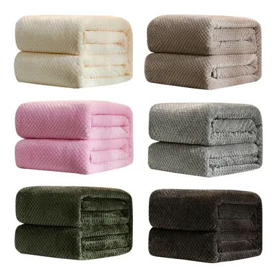 King/Queen Size Soft Fleece Flannel Blanket Plush Solid Color Bed Covers for Sofa Bed Plaid Throw Blankets Bedspread 15 Colors