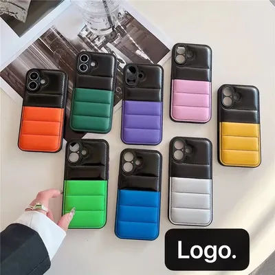 Luxury Down Jacket Puffer Phone Case For iPhone 16 15 Pro 13 12 14 Pro Max 14 15 16 Plus Shockproof