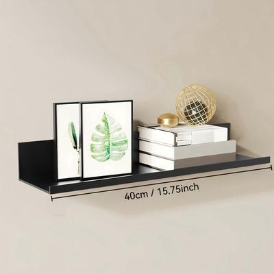 TEMU Wall-mounted Floating Shelf, Chrome Finish, Rust-resistant, With Drill Or Adhesive, Unfinished Single Shelf For Storage, Art And Plant Display Rack, Durable Organizer - No Golden Pipes, Shelves