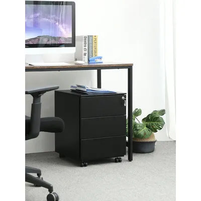 SONGMICS Mobile File Cabinet: bloccabile, 3 cassetti, contiene documenti, cancelleria, Pre-assemblato, per ufficio/ufficio a casa, muslimb