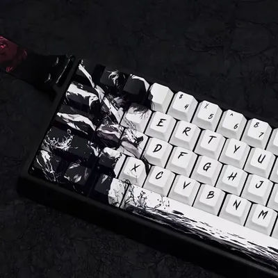 133 Key Personality Samurai Keycap PBT Cherry Keycap Black and White Color Scheme for 60/84/98/108 Mechanical Keyboard