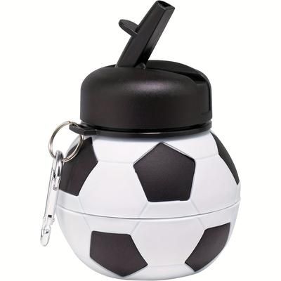 TEMU 1pc Funsport 550ml/18.6oz Soccer Ball Shaped Water Bottle, Portable Silicone Leakproof Water Cup With Straw, Bpa-free, Ideal For Outdoor Sports, Fitness, Travel, Christmas Gift