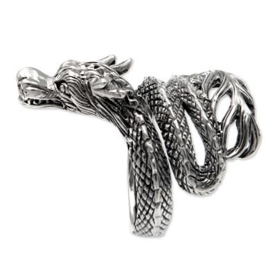 Baby Dragon,'Unique Indonesian Sterling Silver Wrap Ring'
