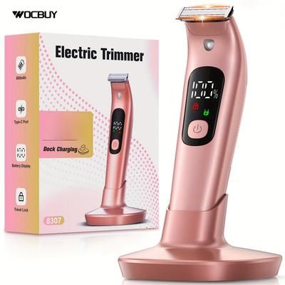 TEMU Wocbuy , [ Skin-friendly] Lady Shaver Body Trimmer, Rechargeable Ladies Hair Remover With Usb Charge Dock, For Face, Legs, Travel Lock, Wet And Dry
