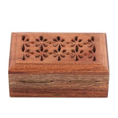 Floral Subtlety,'Handcrafted Floral Wood Decorative Box from India'