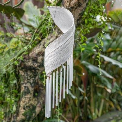 Wind Melody,'Distressed White Coconut Fiber and Aluminum Pipe Wind Chime'