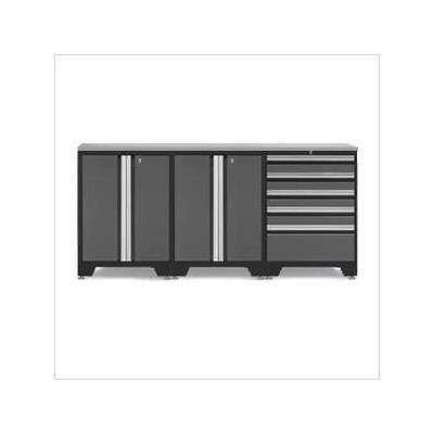 NewAge Garage Cabinets PRO Grey 4-Piece Work Station with Stainless Steel Top