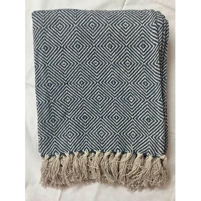 Diamond Woven Throw by BrylaneHome in Blue