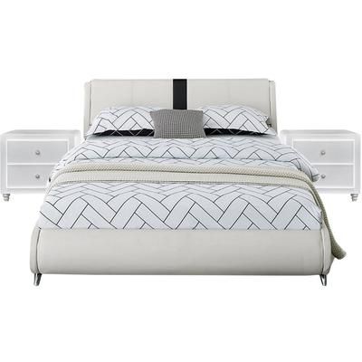 Carlton Platform Bed, King, White with 2 Nightstands by Camden Isle in White (Size QUEEN)