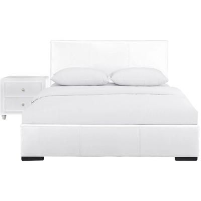 Hindes Upholstered Platform Bed, Gray, Full with 1 Nightstand by Camden Isle in White (Size QUEEN)