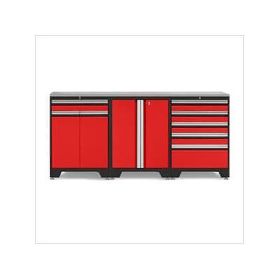 NewAge Garage Cabinets PRO Red 4-Piece Workbench Set with Stainless Steel Top