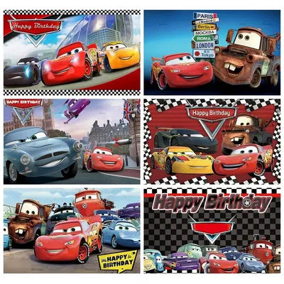 Disney Movie Cars Photography Backdrops Boys Baby Shower Lightning Mcqueen Birthday Party Decor