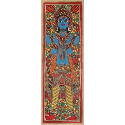Supreme Vishnu,'Madhubani Vishnu Painting on Handmade Paper'