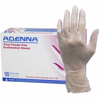 Adenna, Inc. VPF232 Vinyl Powder Free Exam Gloves, Small Size, 100/Box, 4 mil Thickness, 9.40" Glove Length - Case of 1000 HOSVPF232