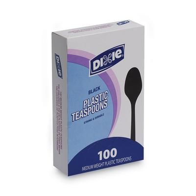 Dixie TM507 Plastic Cutlery, Heavy Mediumweight Teaspoons, Black, 100/Box - Box of 100 DXETM507