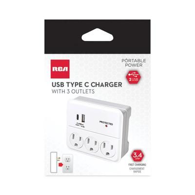 RCA PSWT334ACAV 3-Outlet Wall Tap, White VOXPSWT334ACAV