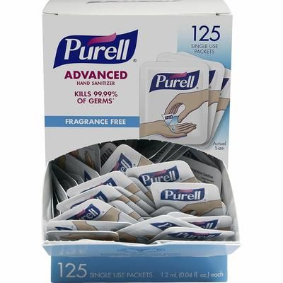 Purell 9630125CTN Advanced Hand Sanitizer Gel, Kill Germs, Hand, Clear, Durable, 125 Pack GOJ9630125CTN