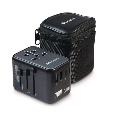 Verbatim UTA-09 Gan III Universal Travel Adapter, (2) USB-A/(2) USB-C/USB-C with Power Delivery 3.0 (VER32124)