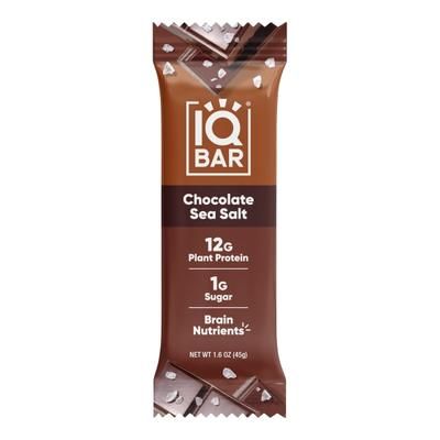 Iq Bar Brain Fuel Protein Bars, Chocolate Sea Salt, 1.6 Oz, Box Of 24 Bars