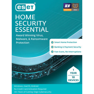 Eset Home Security Essential 2025, 10 Devices, 1 Yr Subscription, Pc, Download