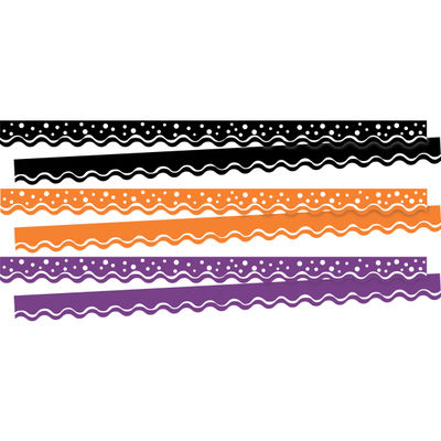 Barker Creek Double-Sided Scalloped Borders, 2-1/4" X 36", Halloween, 13 Strips Per Pack, Set Of 3 Packs