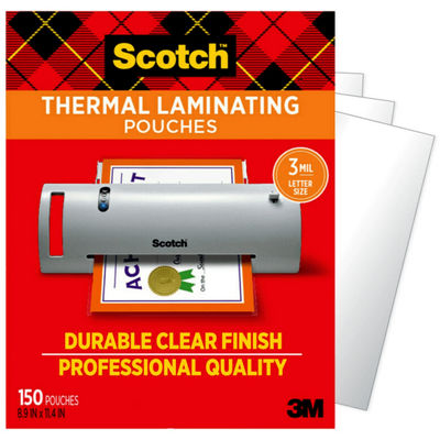 Scotch Thermal Laminating Pouches Tp3854-150, 8-9/10" X 11-2/5", Clear, Pack Of 150 Laminating Sheets
