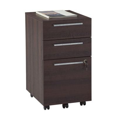 Realspace Trezza 19"d Vertical 3-Drawer Mobile File Cabinet, Warm Walnut