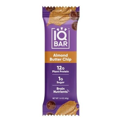 Iq Bar Brain Fuel Protein Bars, Almond Butter Chip, 1.6 Oz, Box Of 24 Bars