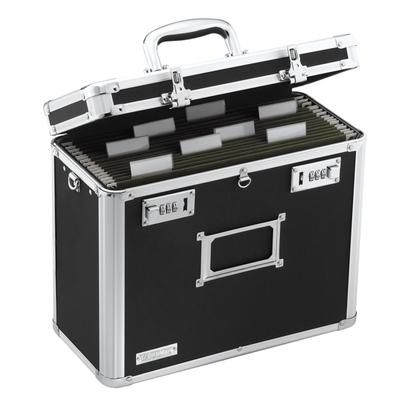 Vaultz Locking Storage File Tote, Letter Size, 12 1/4" X 13 3/4" X 7 1/4", Black