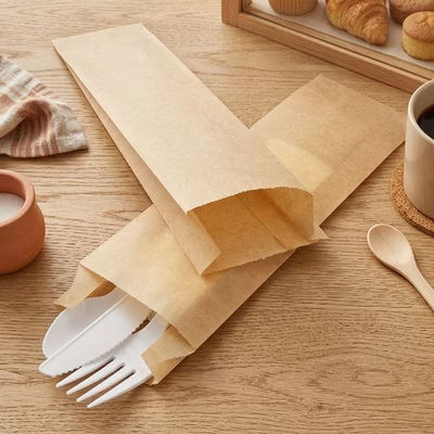 Kraft Grease Resistant Bags 2 3/4" x 1 1/4" x 10" 100 Pack GPB7K