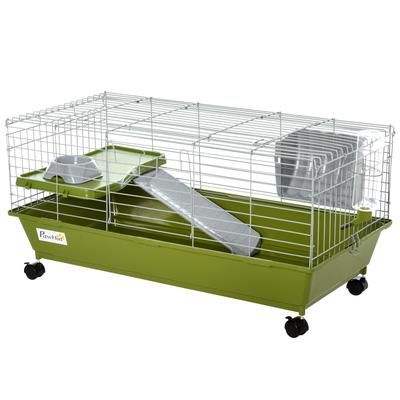 TEMU Small Animal Cage Rabbit Guinea Pigs Cage W/wheels Water Bottle Food Dish Platform Ramp