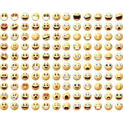1200 Pcs of 120 Assorted Cartoon Round Happy Face Expression Stickers, 0.5 Inch Diameter, Paper, Self-Adhesive, Reusable.