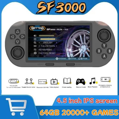 SF3000 Portable Handheld Game Player 4.5 Inch IPS Screen Retro Video Game Console Built-in 20000+ Games For PS1/GBA/SFC/MAME