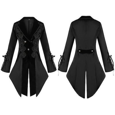Retrò Vintage Punk Gotico Steampunk Cappotto Mascherata Smoking Vampiro Medico della peste Pizzo Costume Per donna Halloween Carnevale Mascherata Feste Halloween Adulti Cappotto