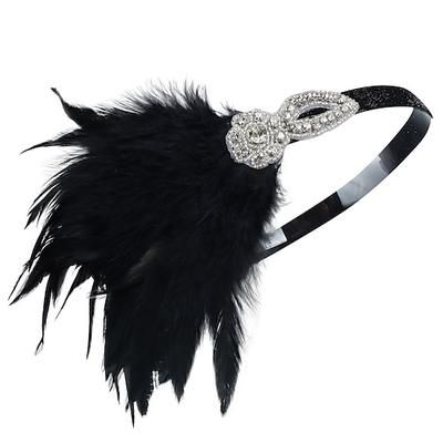 Anni 1920 Retrò Vintage Copricapo Mascherata Fascia Flapper Il grande Gatsby Charleston Piuma Costume Per donna Halloween Carnevale Mascherata Balli di fine anno Cocktail party Ricevimento di