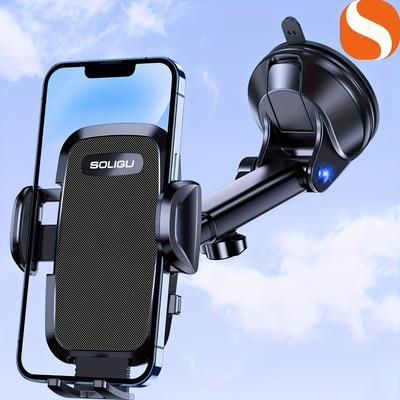 TEMU Soligu Car Phone Holder, Universal Upgraded Adjustable Horizontally And Cell Phone Car Mount Cradle, Compatible With All Phones