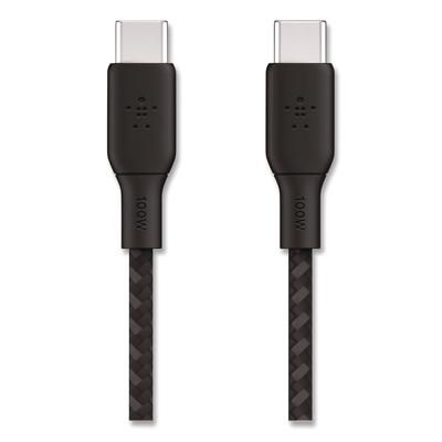Belkin BOOST CHARGE Braided USB-C to USB-C Cable, 100 W Power Delivery, 6.6 ft, Black (BLKCAB014BT2MBK)