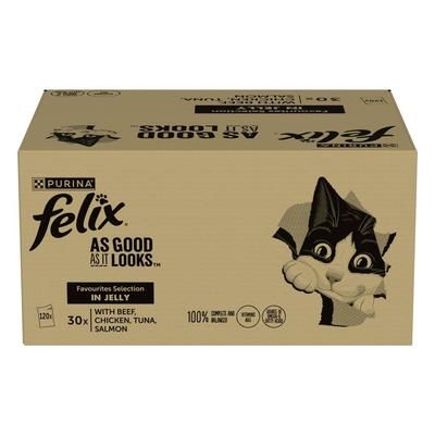 120x85g Favourites Selection in Jelly As Good As It Looks Felix Wet Cat Food